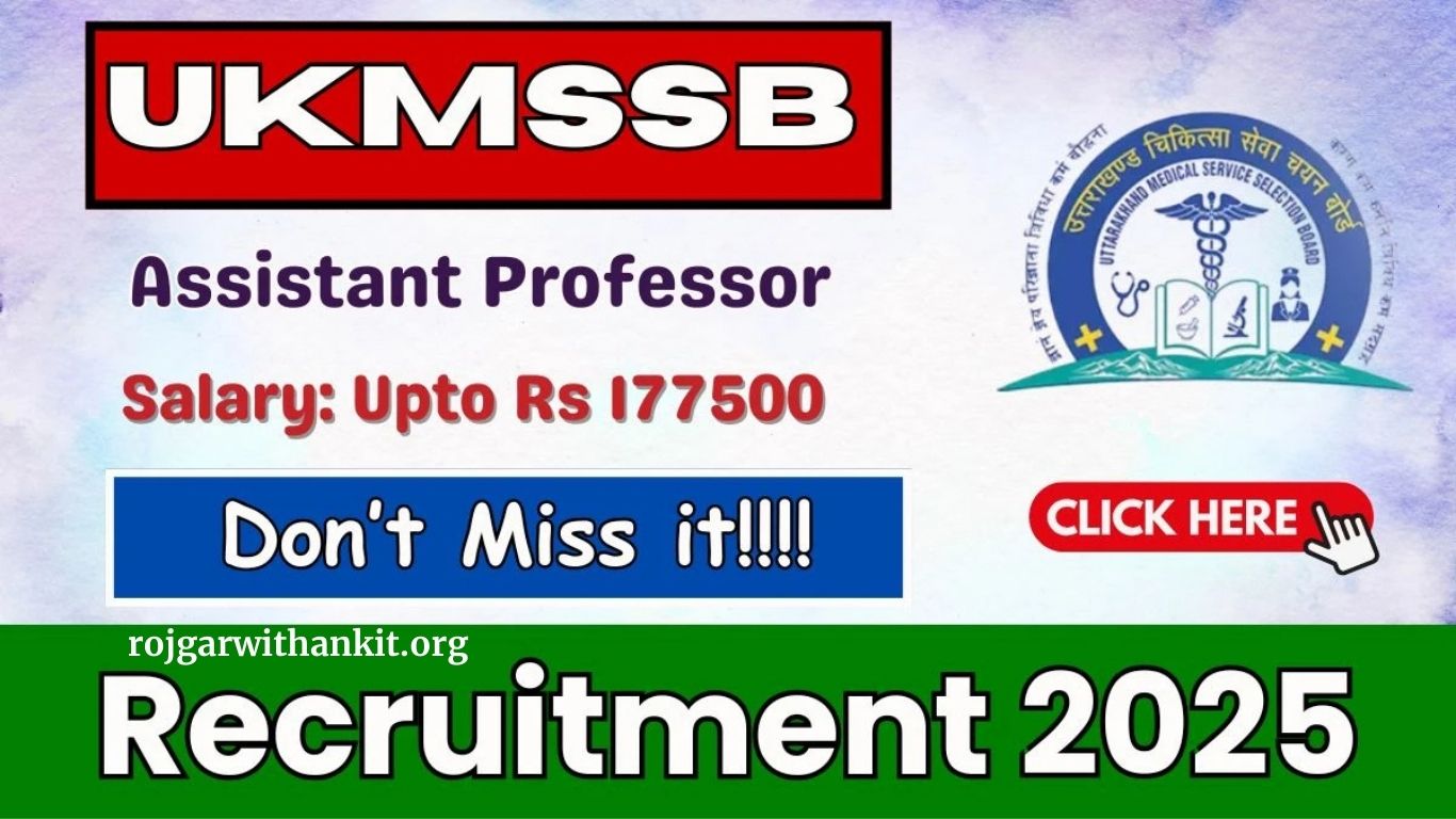 UKMSSB Assistant Professor Jobs 2025 – Recruitment Notification & Apply Online