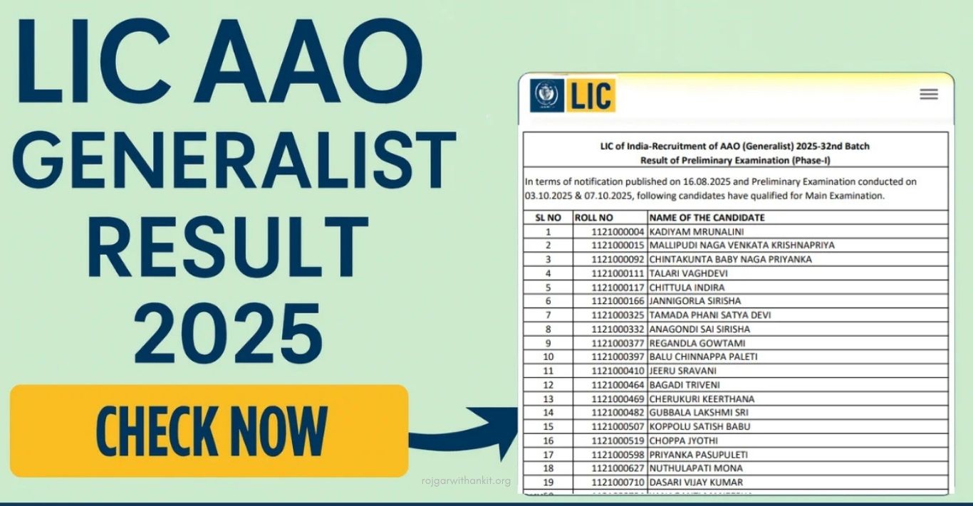 LIC AAO / AE Pre Result 2025 Released – Check Assistant Administrative Officer Result for 841 Posts