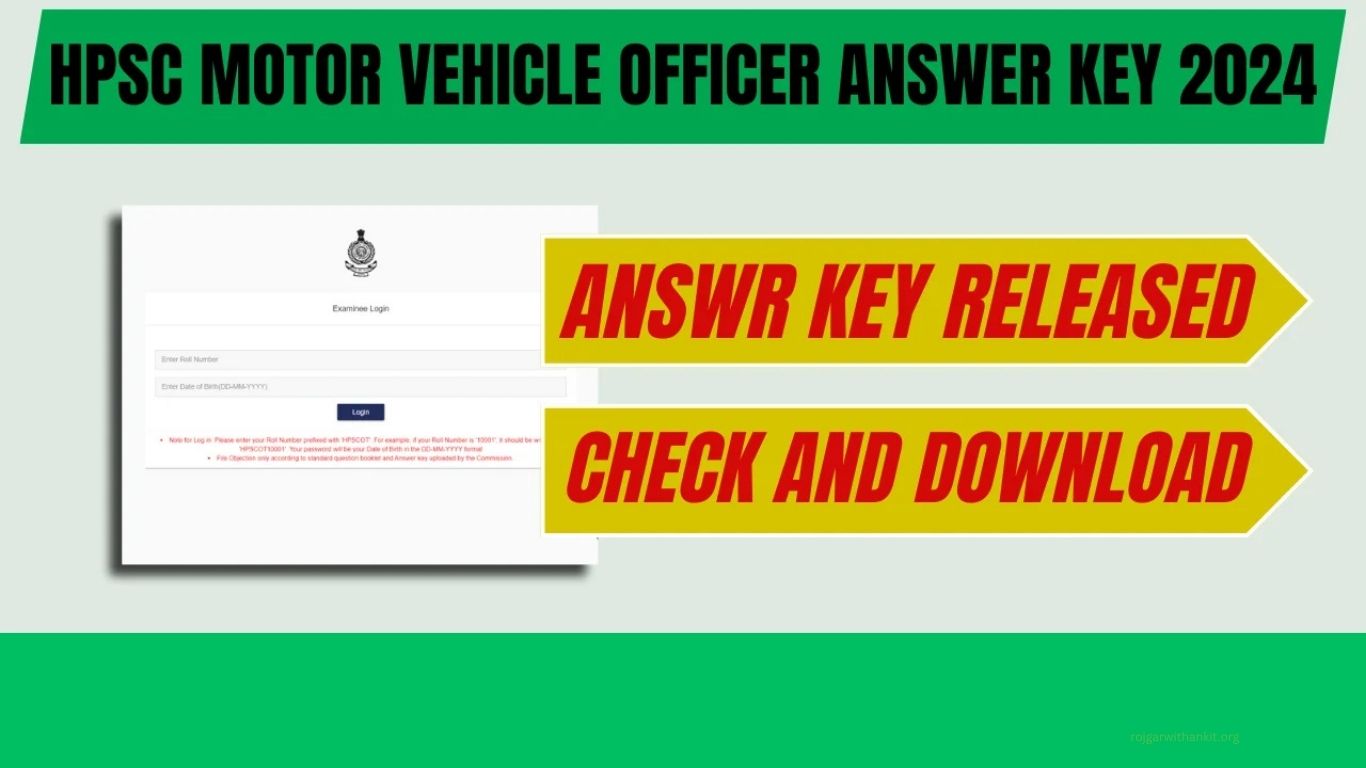 Haryana HPSC Motor Vehicle Officer Answer Key 2024 – Download PDF & Check Solutions