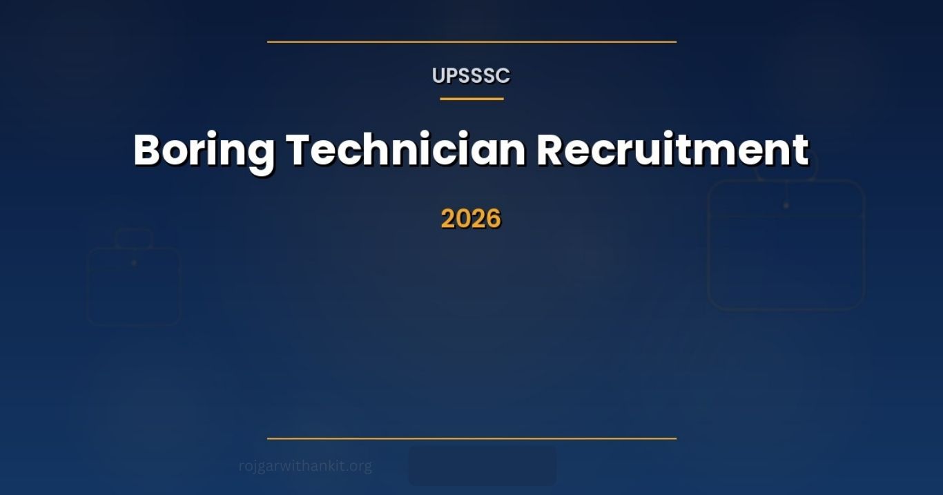 UPSSSC Assistant Boring Technician 2026 402 Vacancies