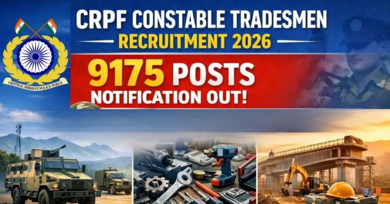 CRPF Tradesmen Recruitment 2026 Apply Online for 9195 Posts