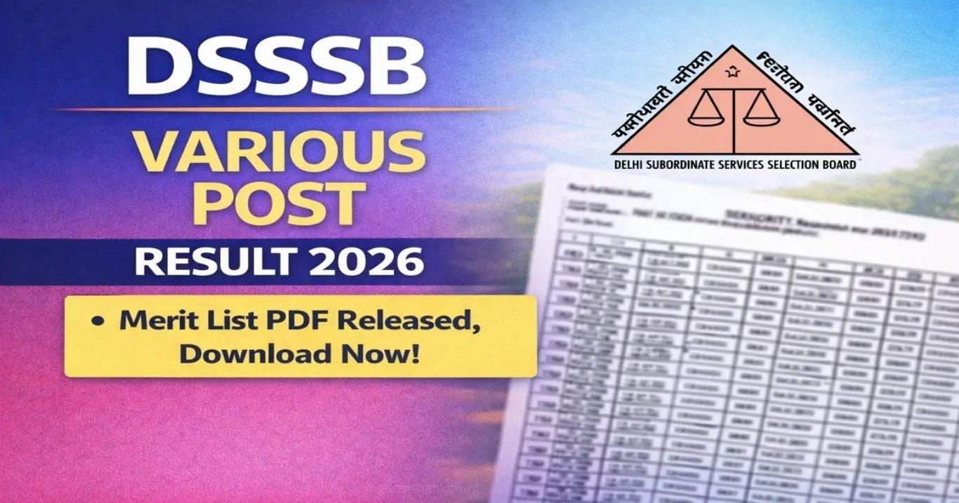DSSSB Various Posts Result 2026 Out Check Your Result Now