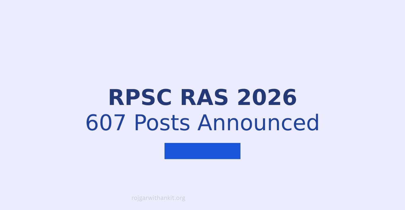 RPSC RAS Pre Notification 2026 Out For 607 Vacancies