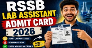 RSSB Lab Assistant Exam Admit Card 2026 Out Download Hall Ticket Now