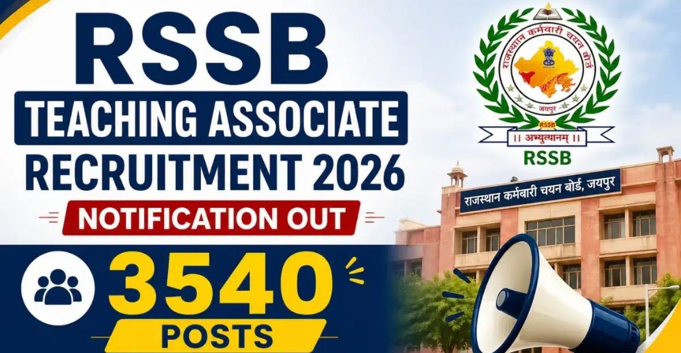 Rajasthan RSSB Teaching Associate Recruitment 2026 (3450 Posts) Online Form Guide