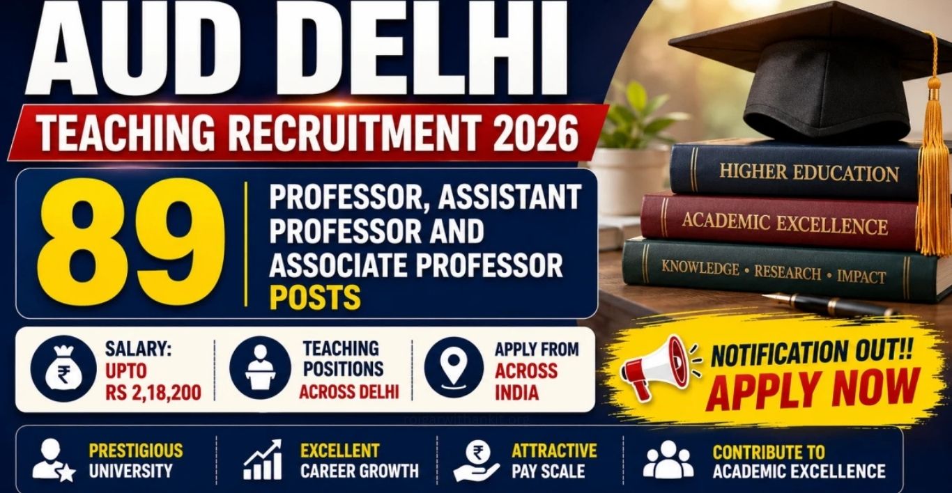 AUD Delhi Teaching Recruitment 2026 Apply Online for 89 Faculty Posts