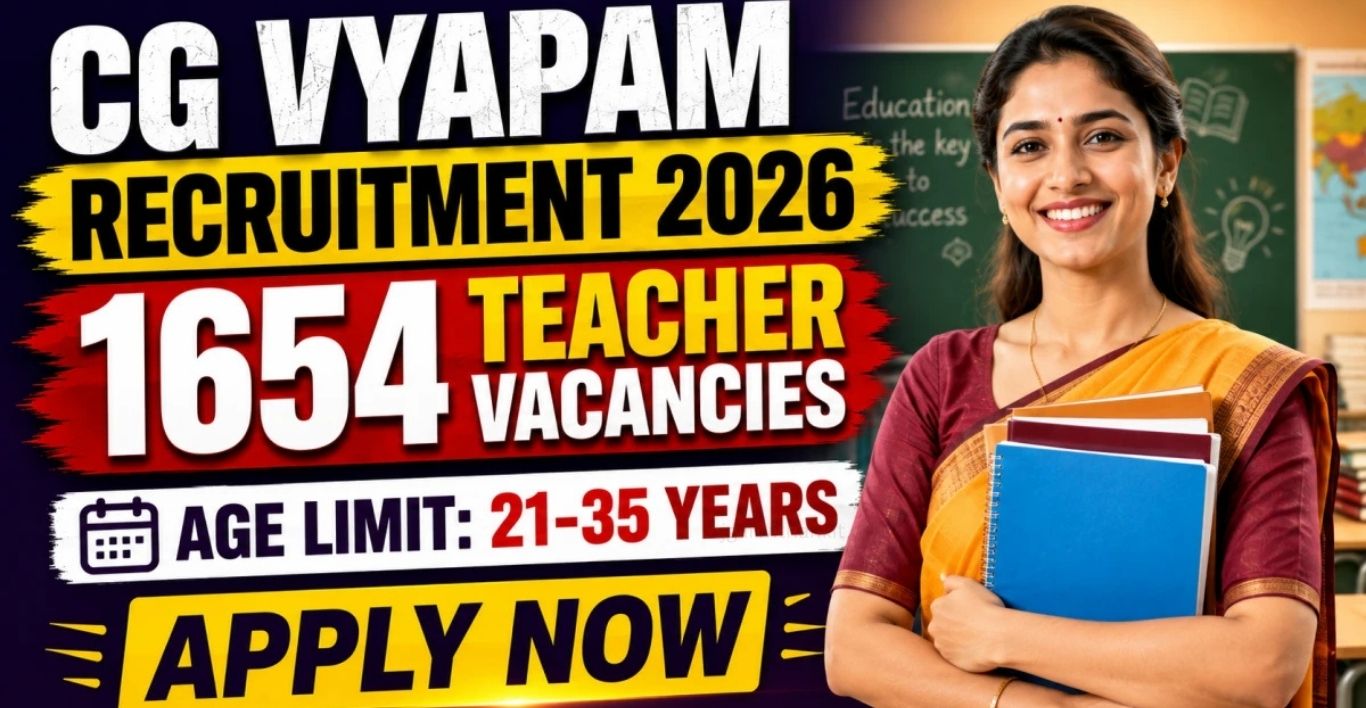 CG Vyapam Teacher Recruitment 2026 Apply Online for 1,654 Posts