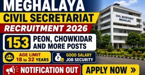 Meghalaya Civil Secretariat Recruitment 2026 153 Grade 4 Posts