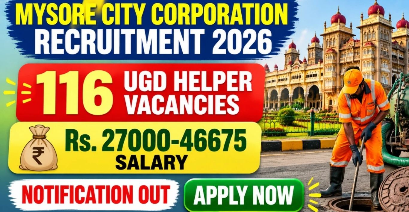 Mysore City Corporation UGD Helper Recruitment 2026 – 116 Posts
